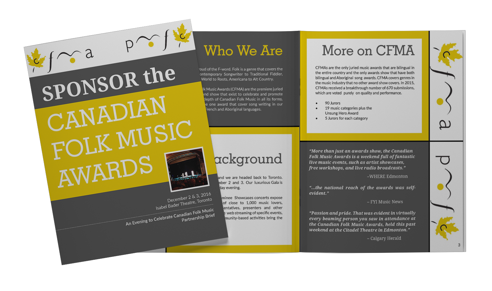 Canadian Folk Music Awards - Sponsorship Package Design
