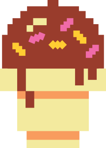 Smashing Good Pinatas pixel-art design: a chocolate ice cream cone with sprinkles