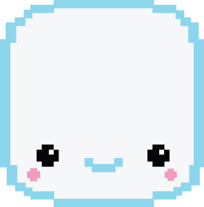 Smashing Good Pinatas pixel-art design: a smiling marshmallow