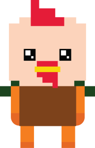 Smashing Good Pinatas pixel-art design: a rooster